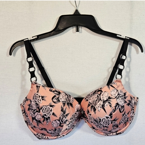 Victoria's Secret Lot Of Two Pink and Black Floral Push Up Bras - Picture 1 of 9